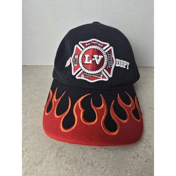 Other - Chelona Hat Mens OS Black Las Vegas Fire Dept Flame Baseball Cap Biker Y2K